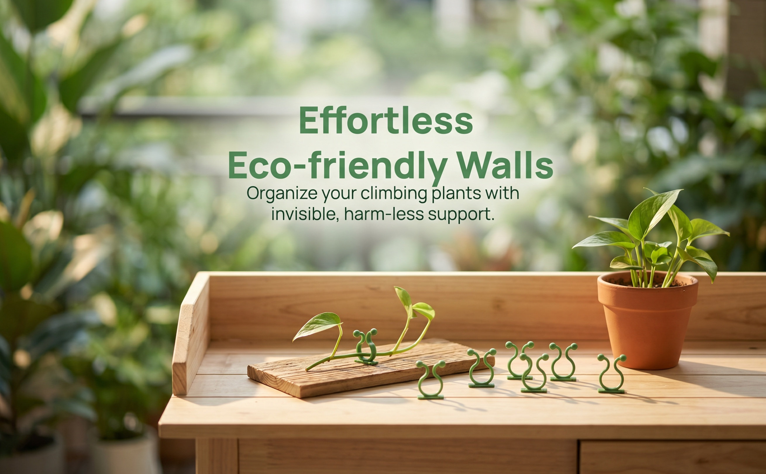 Pothos - 80 ganchos adhesivos para plantas trepadoras,